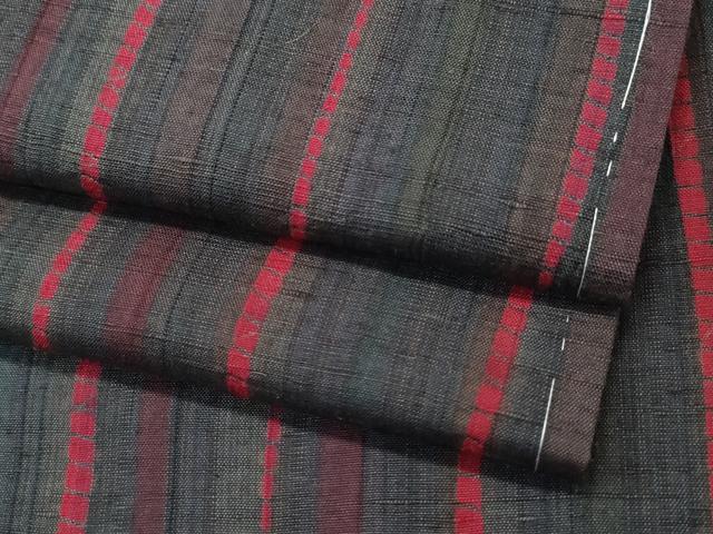 平和屋着物●上質な紬　竜巻絞り　縞　正絹　逸品　未使用　CAAR8023vf