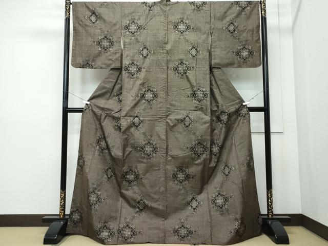 平和屋着物○本場染大島紬 麻の葉間道 やまと誂製 胴抜き仕立て