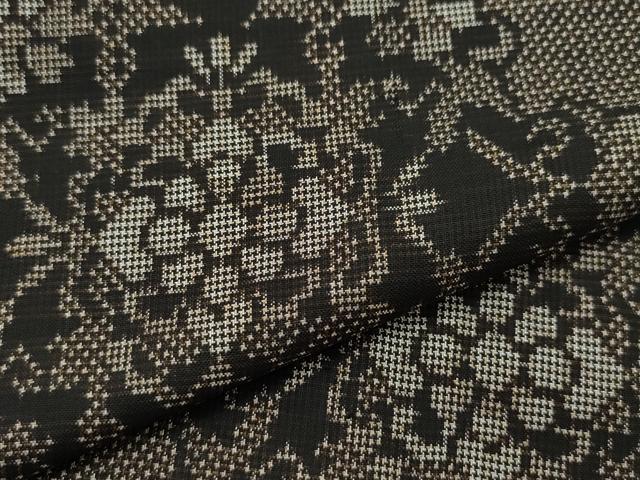 平和屋着物○本場大島紬 7マルキ 泥染め 短冊重ね吉祥花文 池畑