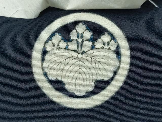 平和屋着物●男性　色紋付　藍鉄色　正絹　逸品　CAAR8083vf 平和屋着物○男性 色紋付 藍鉄色 正絹 逸品 CAAR8083vf