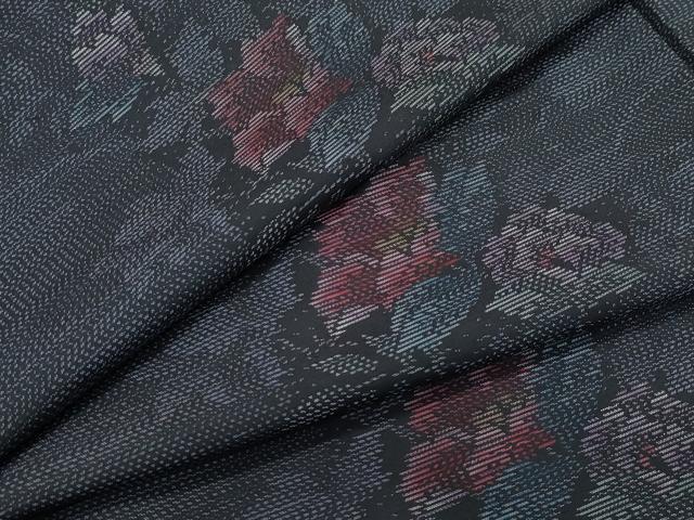 平和屋着物●本場大島紬　草花文　正絹　逸品　CAAR8102vf