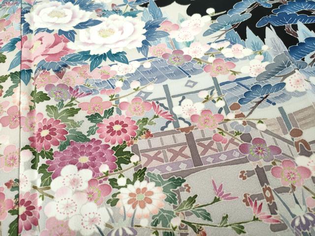平和屋着物○本加賀友禅作家 染元千紅代表 寺西一紘 黒
