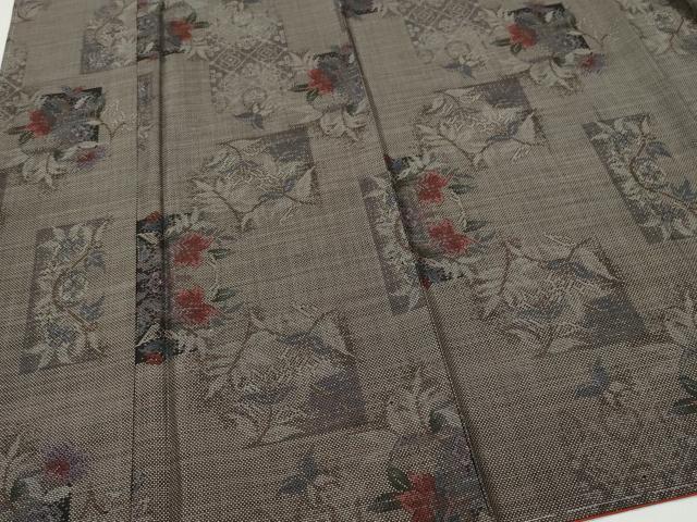 平和屋着物●本場大島紬　刺繍　泥染め　更紗花唐草文　和田織物謹製　証紙付き　正絹　逸品　未使用　CAAR8199vf 平和屋着物○本場大島紬 刺繍 泥染め 更紗花唐草文 和田織物謹製