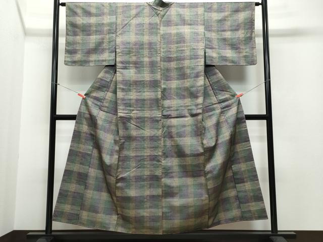 平和屋着物●上質な紬 　市松文様 　正絹　逸品　未使用　CAAR8250vf 平和屋着物○上質な紬 市松文様 正絹 逸品 未使用 CAAR8250vf