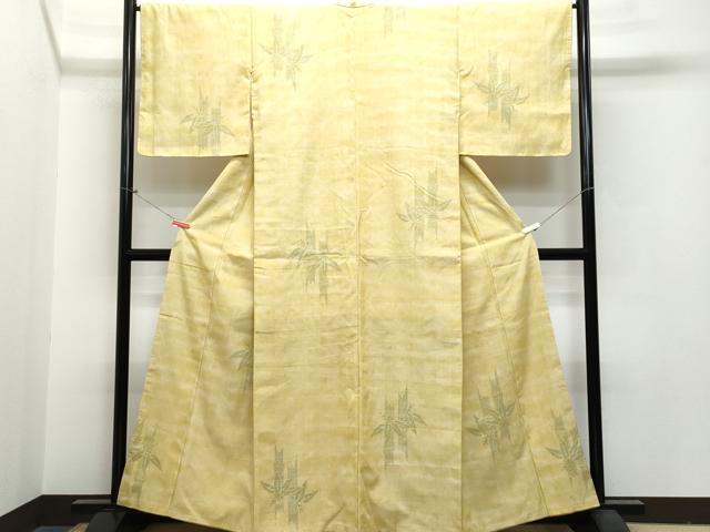 平和屋着物○結城紬 100亀甲 笹竹文 正絹 逸品 CAAR8303vf