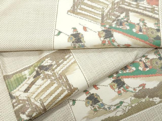 平和屋着物●本場大島紬　白大島　9マルキ　総絣　人物文　正絹　逸品　CAAR8323vf