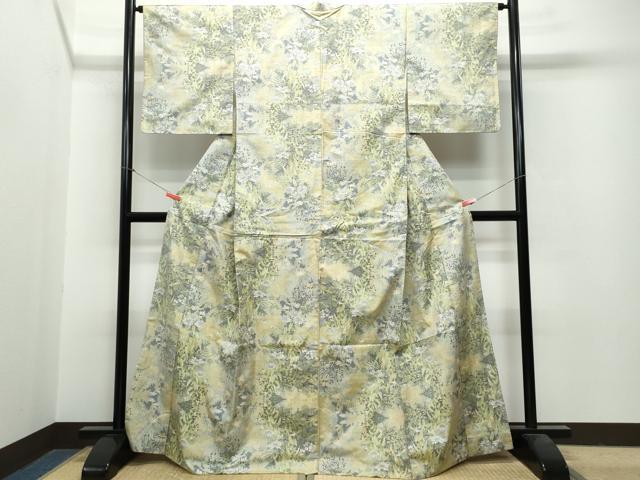 平和屋着物○本場大島紬 7マルキ 草花文 正絹 逸品 未使用 DAAW5737ud