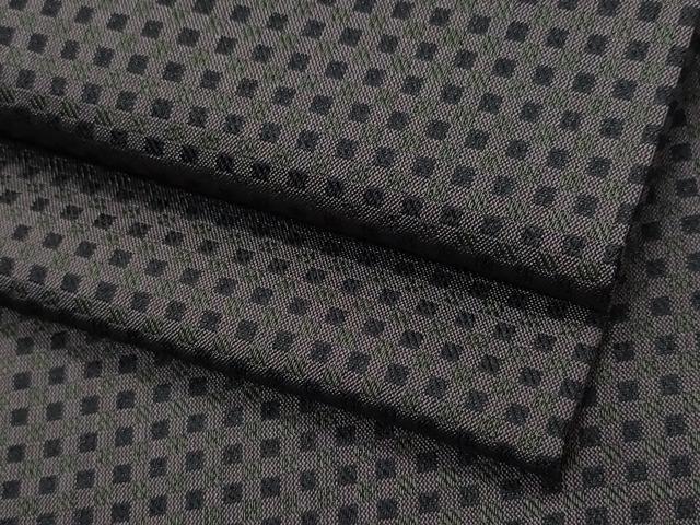 平和屋着物●男性　お召　格子柄　キングサイズ　正絹　逸品　CAAR8368vf