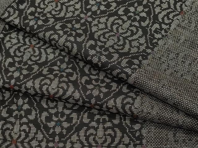 平和屋着物●本場大島紬　9マルキ　泥染め　吉祥花文　正絹　逸品　CAAR8374vf