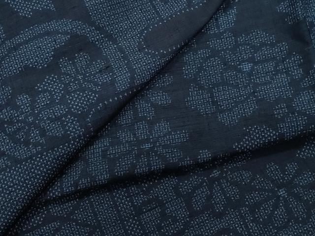 平和屋着物●結城紬　100亀甲　吉祥花文　正絹　逸品　CAAR8393vf