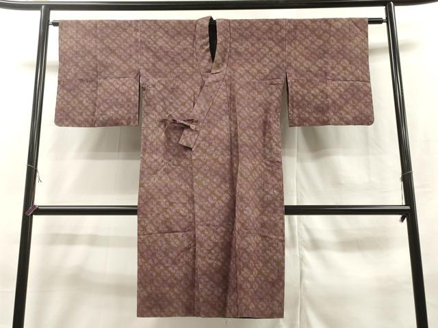 平和屋着物▽道中着　単衣　紬地　絞り　吉祥文　ロング丈　正絹　逸品　CAAR9193id