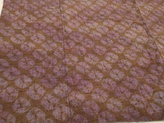 平和屋着物▽道中着 単衣 紬地 絞り 吉祥文 ロング丈 正絹