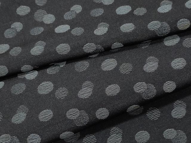 平和屋着物▽上質な小紋　単衣　水玉　黒地　正絹　逸品　CAAR9936ev