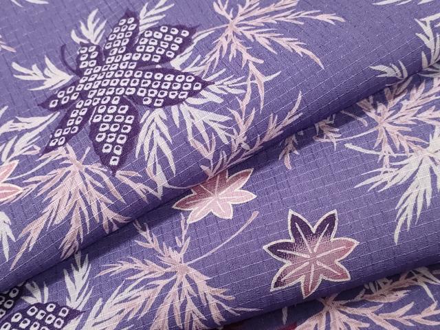 平和屋着物▽小紋　単衣　楓　舞葉文　　洗える着物　CAAR9990ev