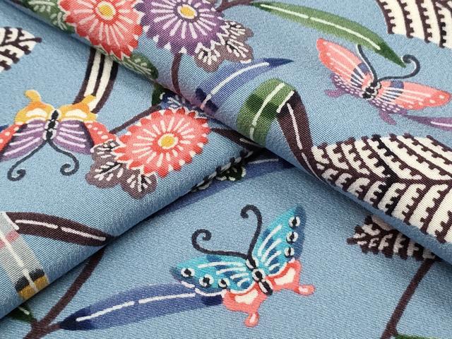 平和屋着物●上質な小紋　紅型　花蝶文　正絹　逸品　CAAS0004th