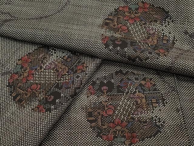 平和屋着物●本場大島紬　7マルキ　吉祥花丸文　正絹　逸品　CAAS0026th