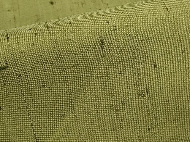 平和屋着物○上質な紬 色無地 草色 正絹 逸品 CAAS0053th 紬