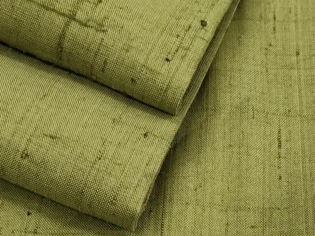 平和屋着物●上質な紬　色無地　草色　正絹　逸品　CAAS0053th