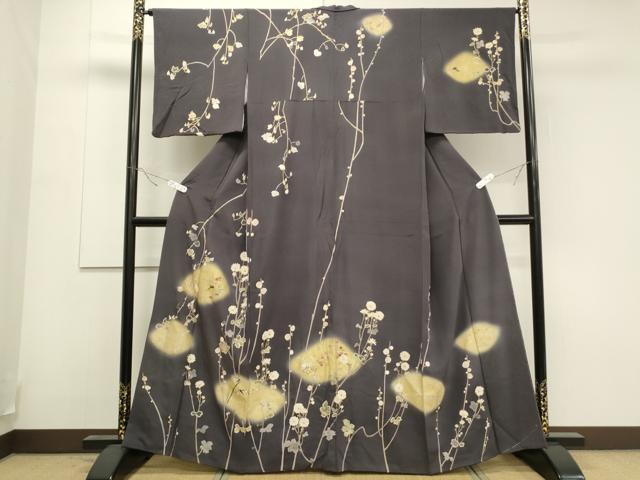 平和屋着物●訪問着　駒刺繍　鷺草花文　蛍暈し　金彩　高島屋金ラベル　正絹　逸品　CAAS0079th
