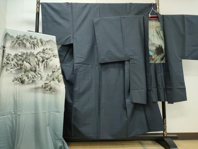 平和屋着物●男性　本場大島紬　アンサンブル　長襦袢セット　80亀甲　総詰め　正絹　逸品　CAAS0093th