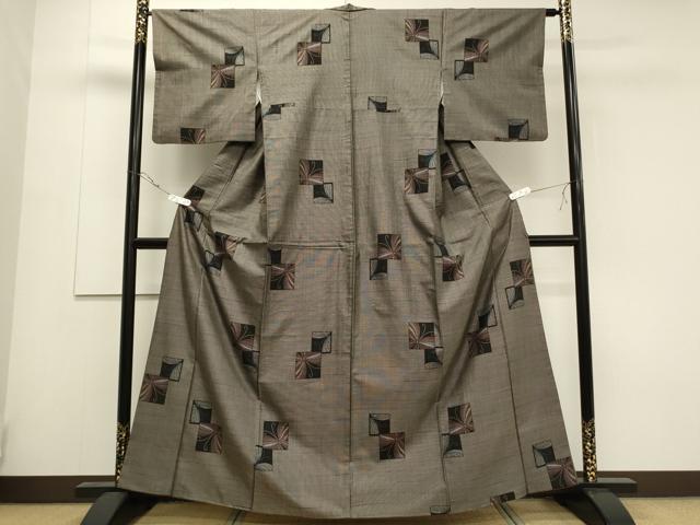 平和屋着物●本場大島紬　9マルキ　古代染色純泥染　花尽くし　元治絹織物謹製　証紙付き　正絹　逸品　DAAS3708ps 平和屋着物○本場大島紬 9マルキ 古代染色純泥染 花尽くし 元治