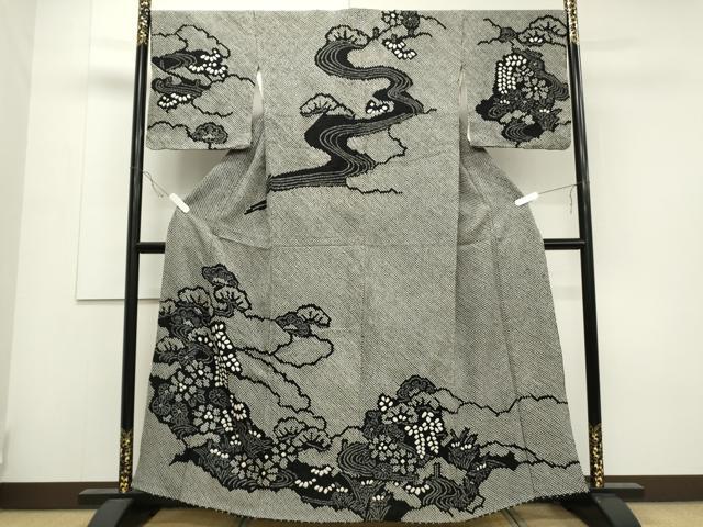 平和屋着物●訪問着　絞り　結び紐花文　黒地　金彩　正絹　逸品　未使用　AAAX0594zg 平和屋着物○訪問着 絞り 結び紐花文 黒地 金彩 正絹 逸品 未