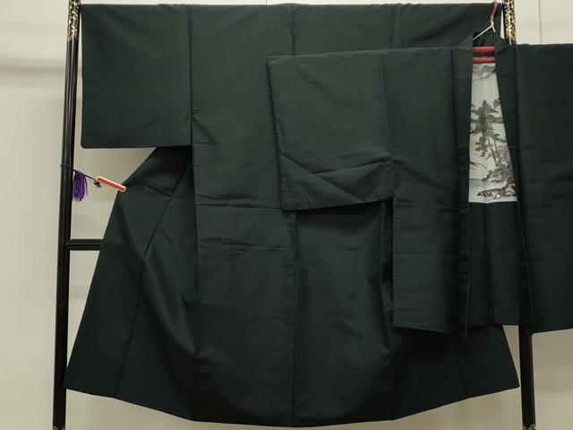 平和屋着物●男性　紬　アンサンブル　色無地　褐返色　正絹　逸品　CAAS0137th