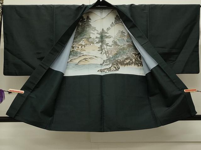 平和屋着物○男性 紬 アンサンブル 色無地 百入茶色 正絹 逸品  