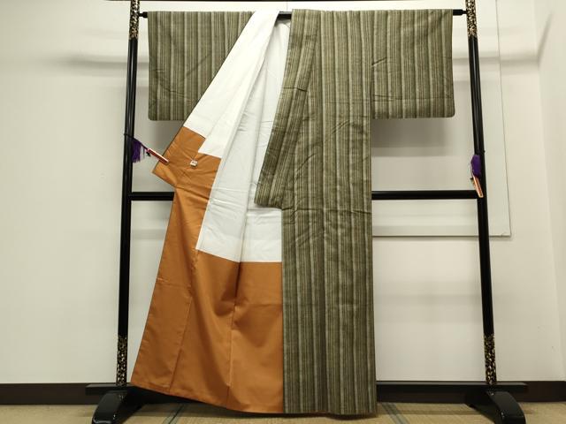 平和屋着物○上質な紬 縞 まるやま扱い 反端付き 正絹 逸品 CAAS0171th