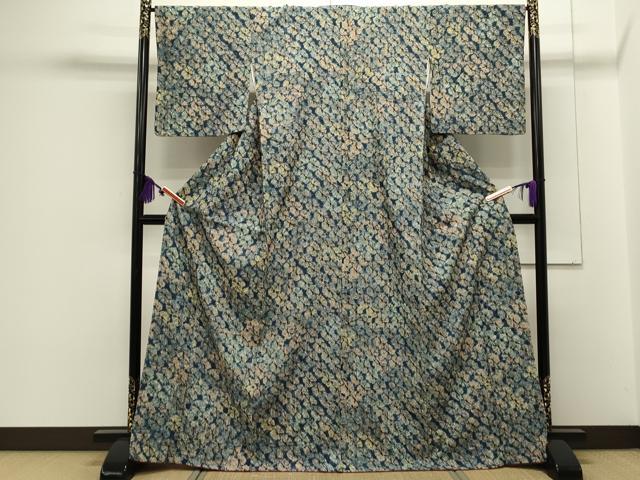 平和屋着物○上質な紬 総絞り 吉祥花文 やまと誂製 正絹