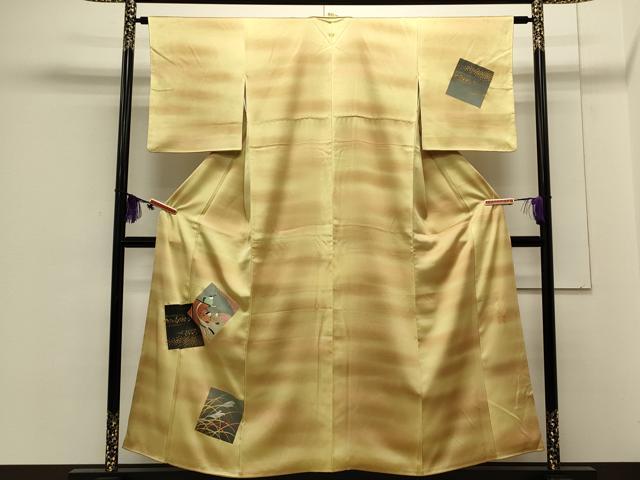 平和屋着物○人間国宝 福田喜三郎 訪問着 刺繍 色紙重ね人物文 暈