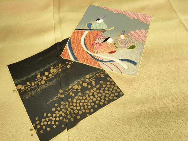 平和屋着物○人間国宝 福田喜三郎 訪問着 刺繍 色紙重ね人物文 暈