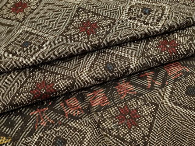 平和屋着物●本場大島紬　龍郷絣　菱花文　正絹　逸品　CAAS0195th