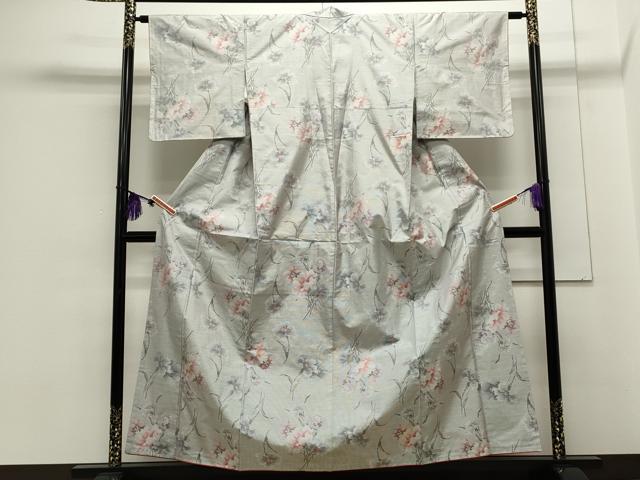 平和屋着物○本場大島紬 白大島 一元絣 総絣 草花文 正絹 逸品