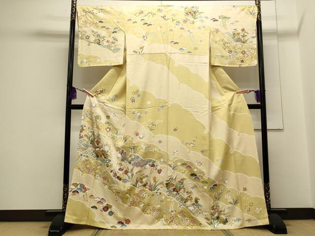 平和屋着物□訪問着 駒刺繍 枝花文 金彩 正絹 逸品 未使用