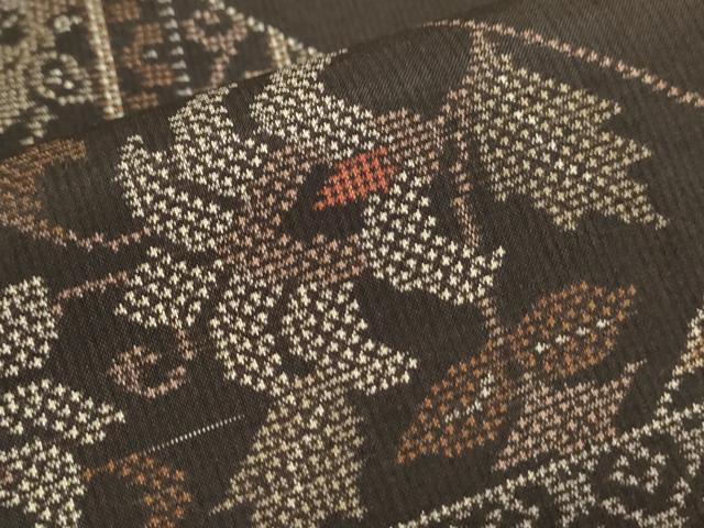 平和屋着物○本場大島紬 7マルキ 泥染め 切嵌吉祥花文 正絹