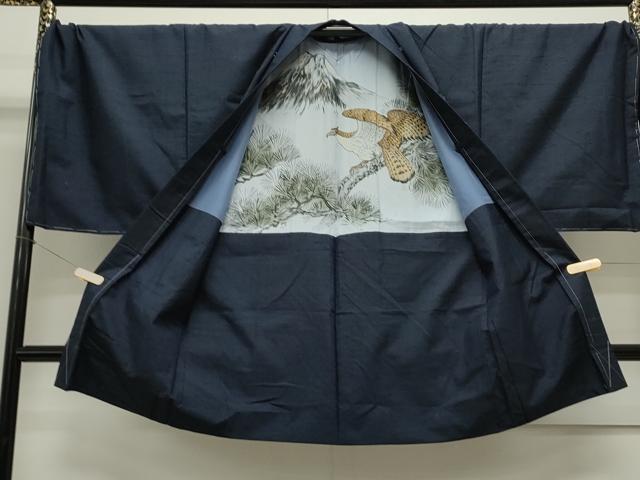 平和屋着物●男性　紬　アンサンブル　色無地　留紺色　正絹　逸品　CAAS0257th 平和屋着物○男性 紬 アンサンブル 色無地 留紺色 正絹 逸品 CAAS0257th