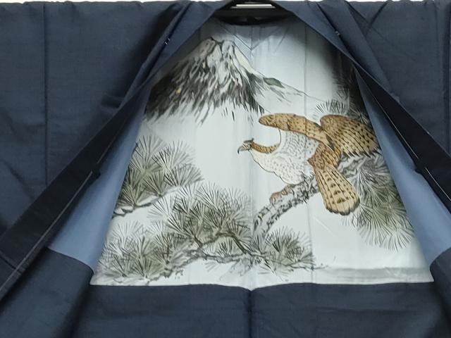 平和屋着物○男性 紬 アンサンブル 色無地 留紺色 正絹 逸品 CAAS0257th