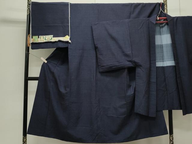 平和屋着物●男性　結城紬　アンサンブル　杢　証紙付き　正絹　逸品　CAAS0260th