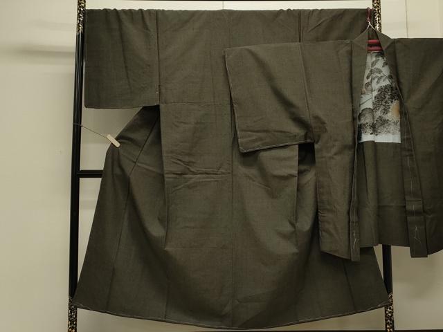 平和屋着物●男性　紬　アンサンブル　霞文　正絹　逸品　未使用　CAAS0266th