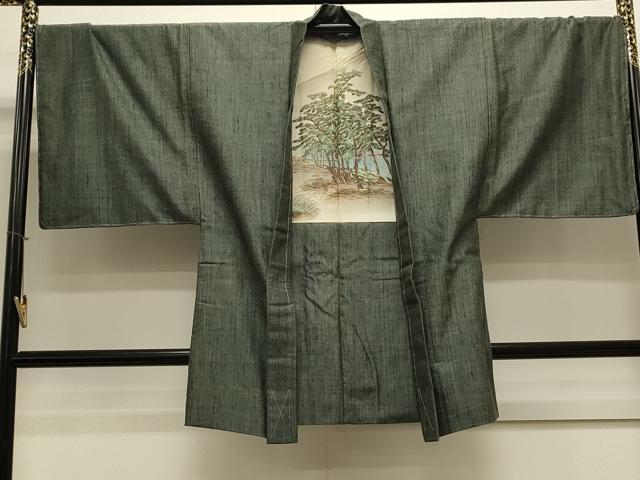 平和屋着物○男性 紬 アンサンブル 霞文 銀座おゝぎ屋扱い 正絹