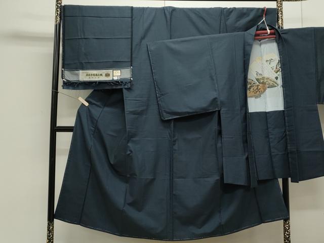 平和屋着物●男性　紬　アンサンブル　120亀甲　正絹　逸品　未使用　CAAS0279th