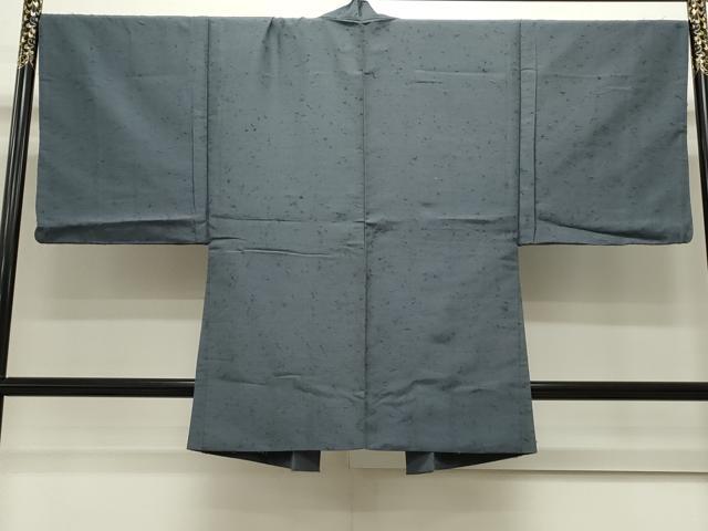 平和屋着物○男性 髭紬 アンサンブル 色無地 藍鼠色 正絹 逸品 CAAS0288th