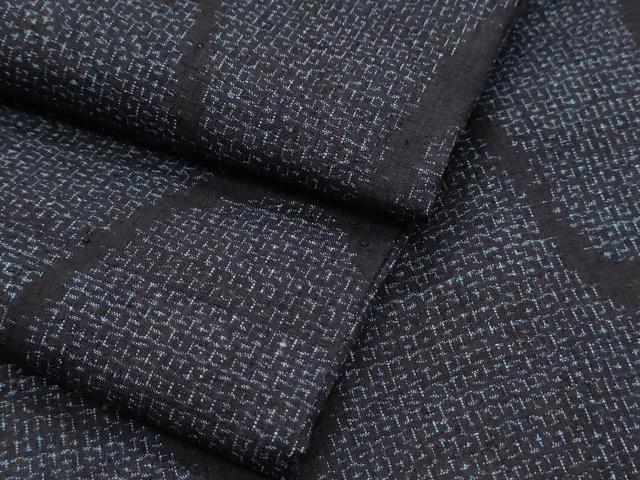 平和屋着物○結城紬 80亀甲 吉祥文 黒地 正絹 逸品 未使用 CAAU2256yc