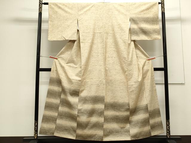 平和屋着物●訪問着　紬地　横段吉祥文　正絹　逸品　CAAS0361th