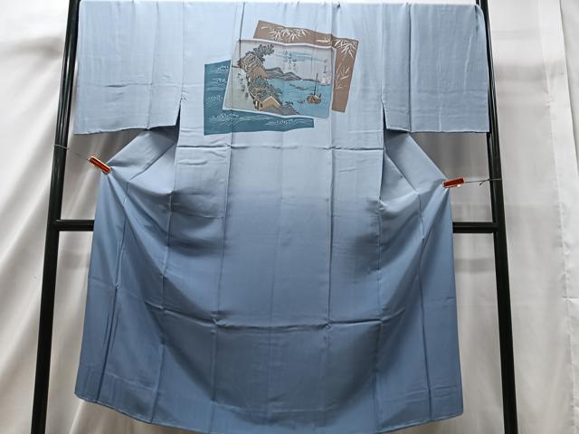 平和屋着物●男性　長襦袢　袷　色紙重ね風景文　暈し染め　正絹　逸品　未使用　CAAS1517xe