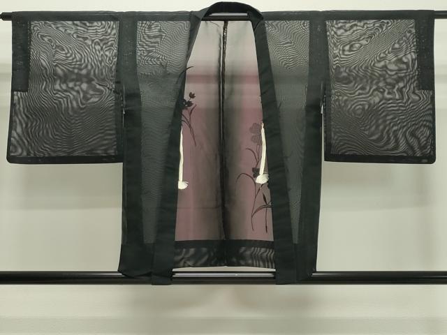 平和屋着物▽中国三大刺繍　スワトウ刺繍　羽織　スリーシーズン　春夏秋　塵除け　紗　草花文　正絹　逸品　CAAS1956gh