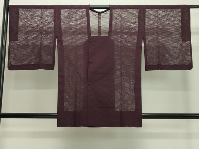 平和屋着物▽道行コート　スリーシーズン　春夏秋　塵除け　紗　吉祥文　黒鳶色　正絹　逸品　CAAS1957gh