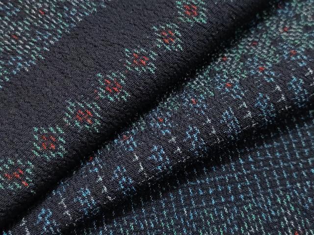 平和屋着物▽本塩沢　単衣　市松菱吉祥文　正絹　逸品　CAAS2150gh