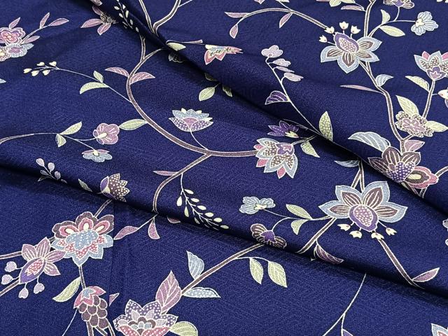 平和屋着物▽小紋　単衣　更紗花文　洗える着物　CAAS2412xi